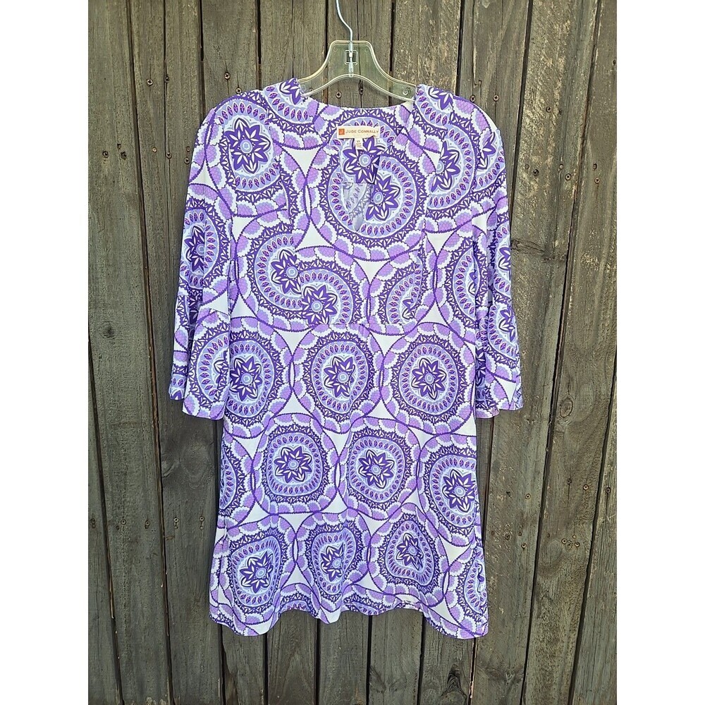 Jude Connally Megan Medallion V Neck Dress Sz XS Stretch in Lilac